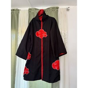 Akatsuki Cloak Robe Unisex XL Black Red Naruto Cosplay Costume Halloween Anime
